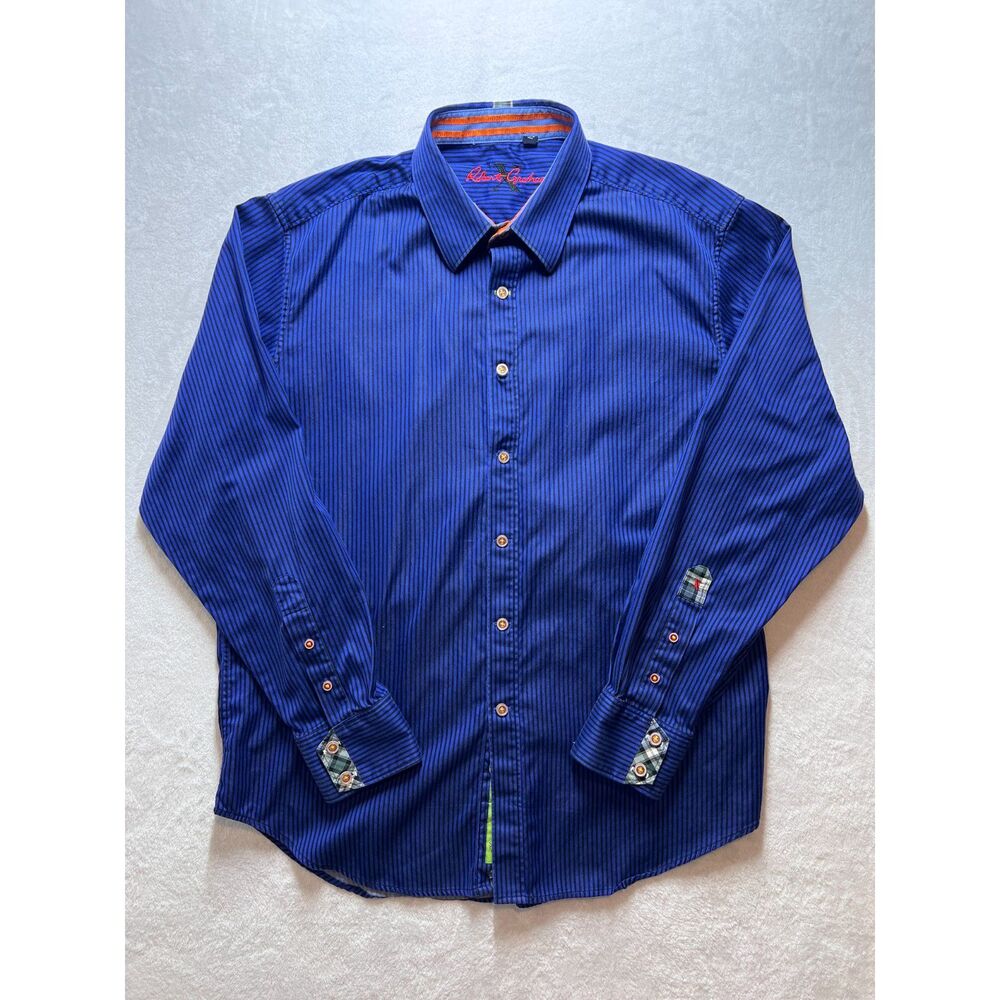 Robert Graham Men's Button Up Shirt Blue Stripe X Collecton XL